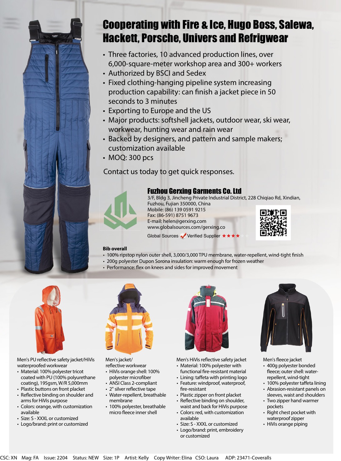 Gerxing high-visibility and workwear product capability sheet